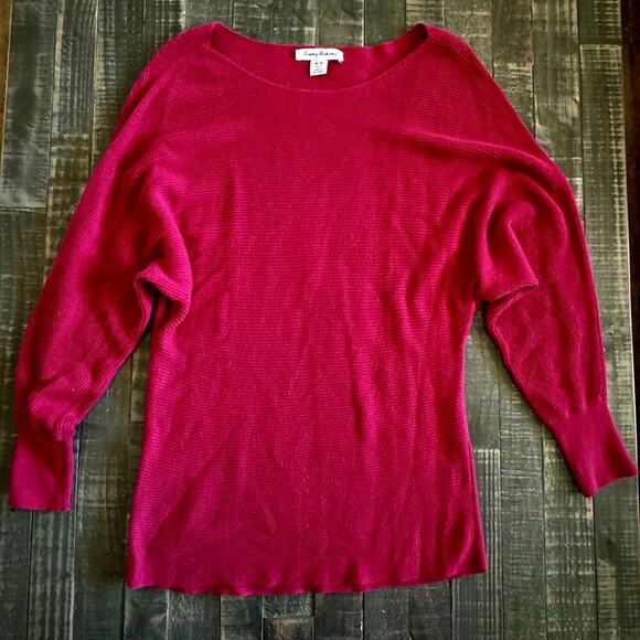 Tommy Bahama Women’s Size Medium Bonita Dolman Boatneck Sweater Ribbed Pink - Picture 2 of 8